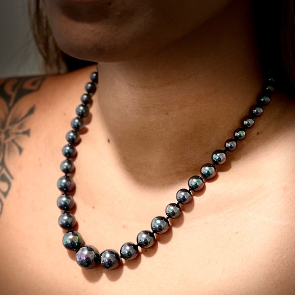 Tahitian Pearl Necklace 10mm Round Jewelry - Picture 1 of 5